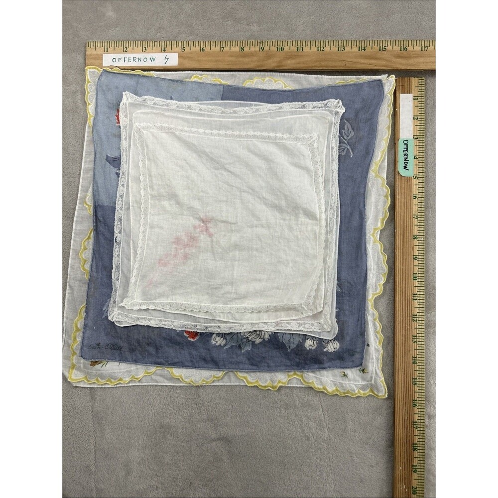 Vtg Erin O'Dell Handkerchief Hankie Lot Floral Embroidered Mother Mix Brands - Picture 2 of 10